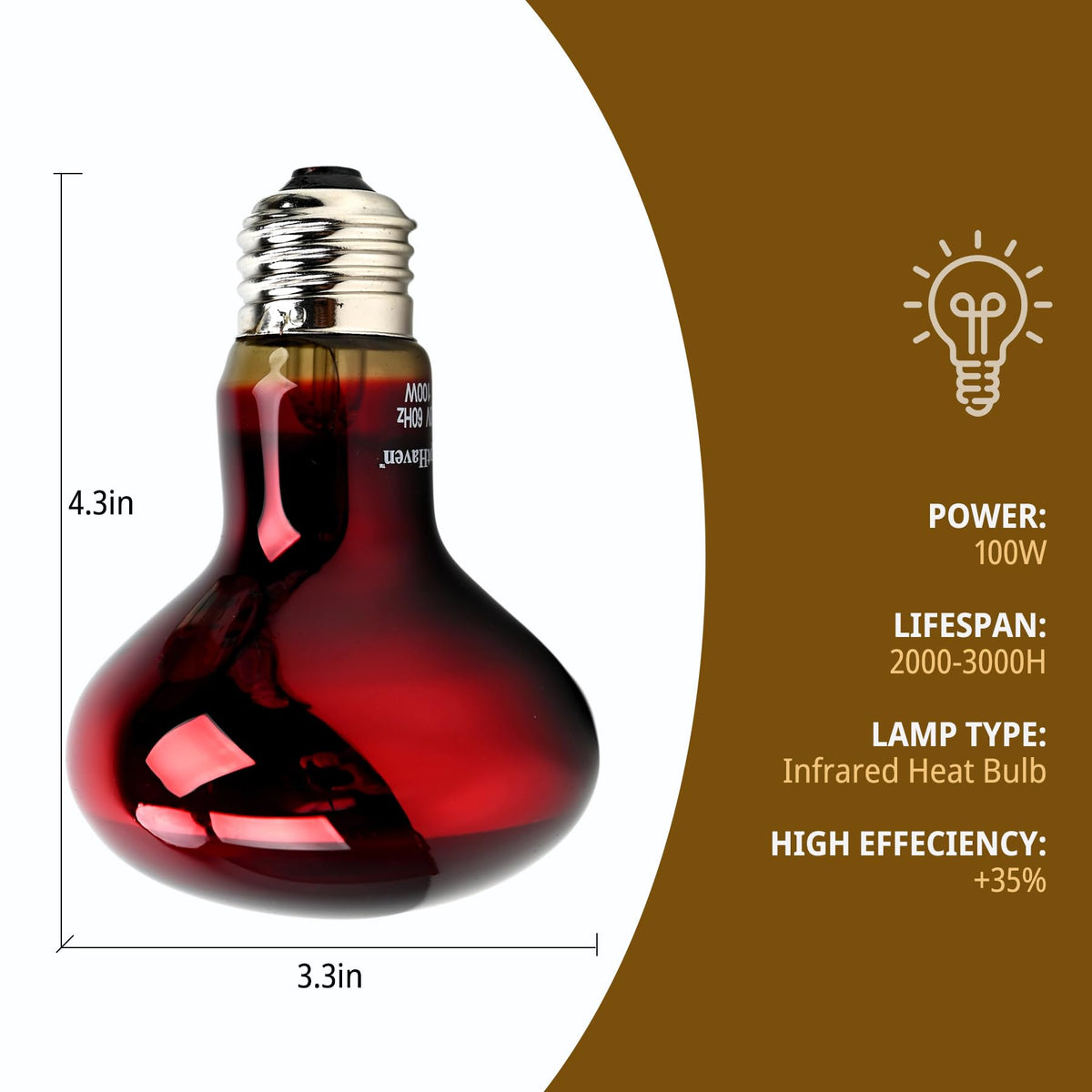 2-in-1 Deep Dome Reptile Light Fixture Kit with 100W UVA Basking Bulb & 100W Infrared Heat Lamp T504