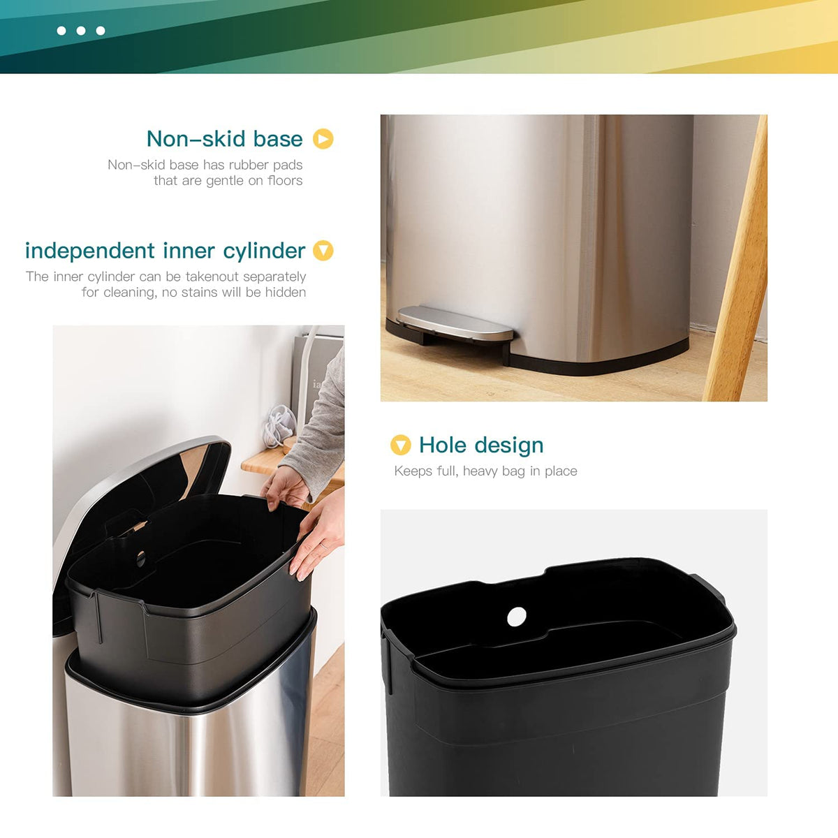 13 Gallon Steel Trash Can with Lid I787
