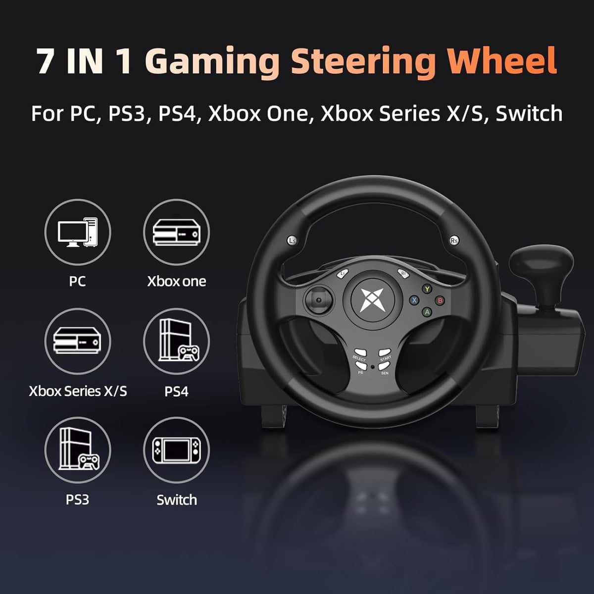 Gaming Steering Wheel with Pedals Q651