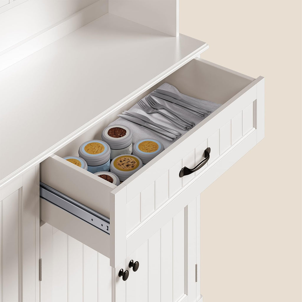 Tall White Kitchen Storage Cabinet with Door and Shelves L8465