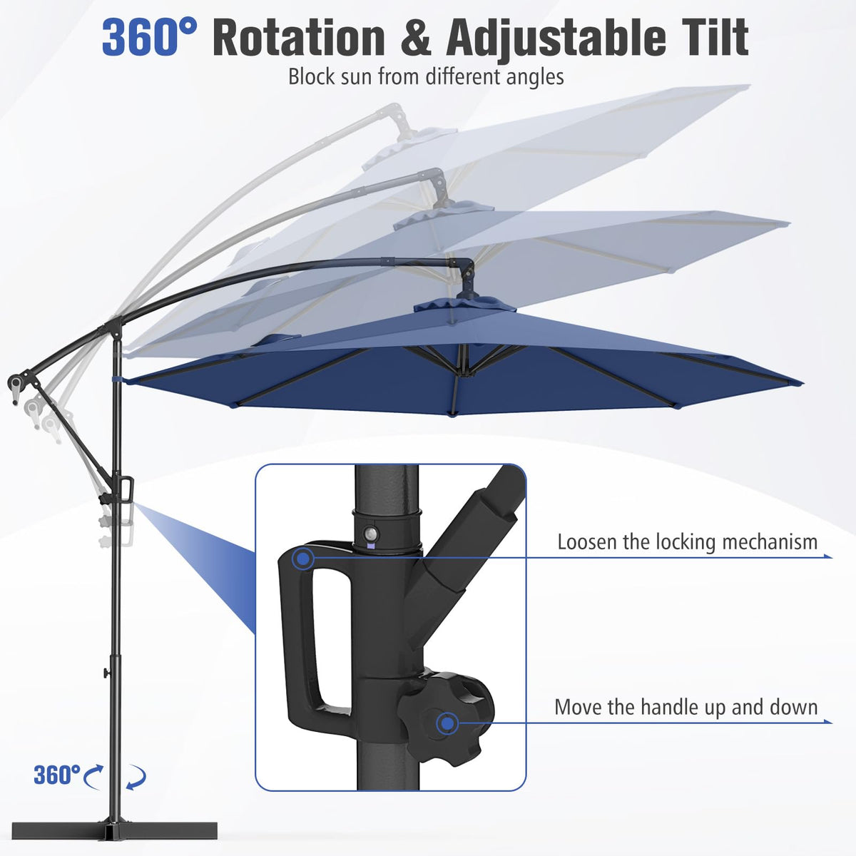 10 FT Navy Offset Cantilever Umbrella C174794