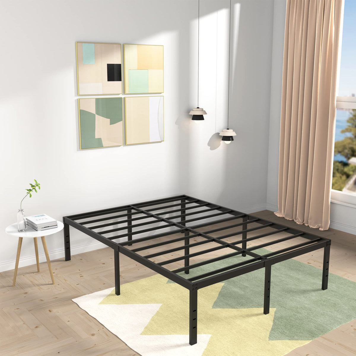 18 Inch High Queen Size Bed Frame with Storage C393