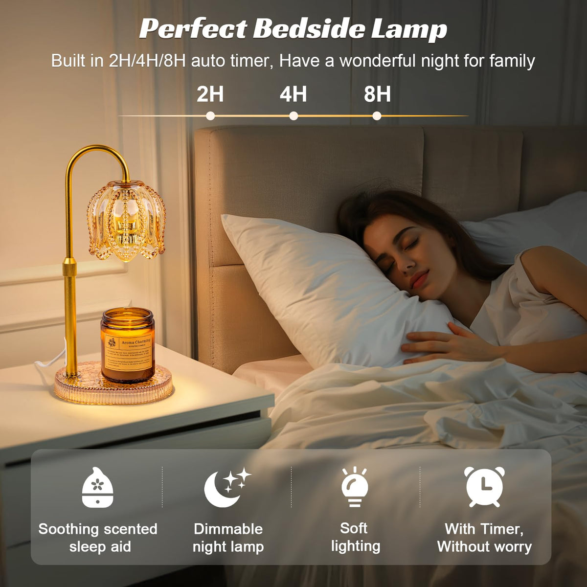 Candle Warmer Lamp with Timer & Dimmable Light W2723