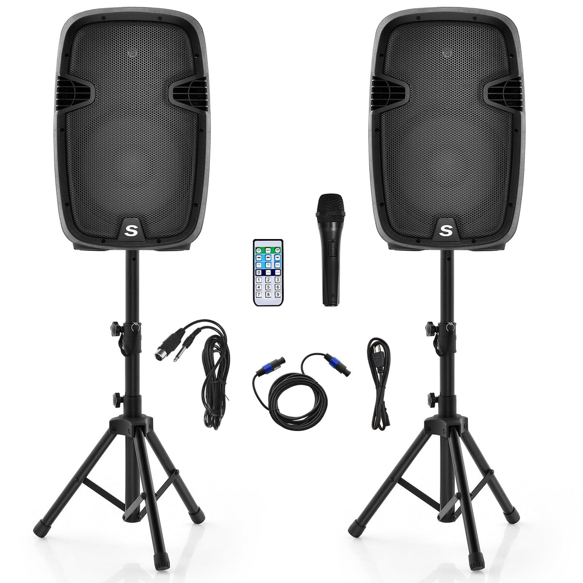 2000W 12" Portable Powered Speakers with Stands P302