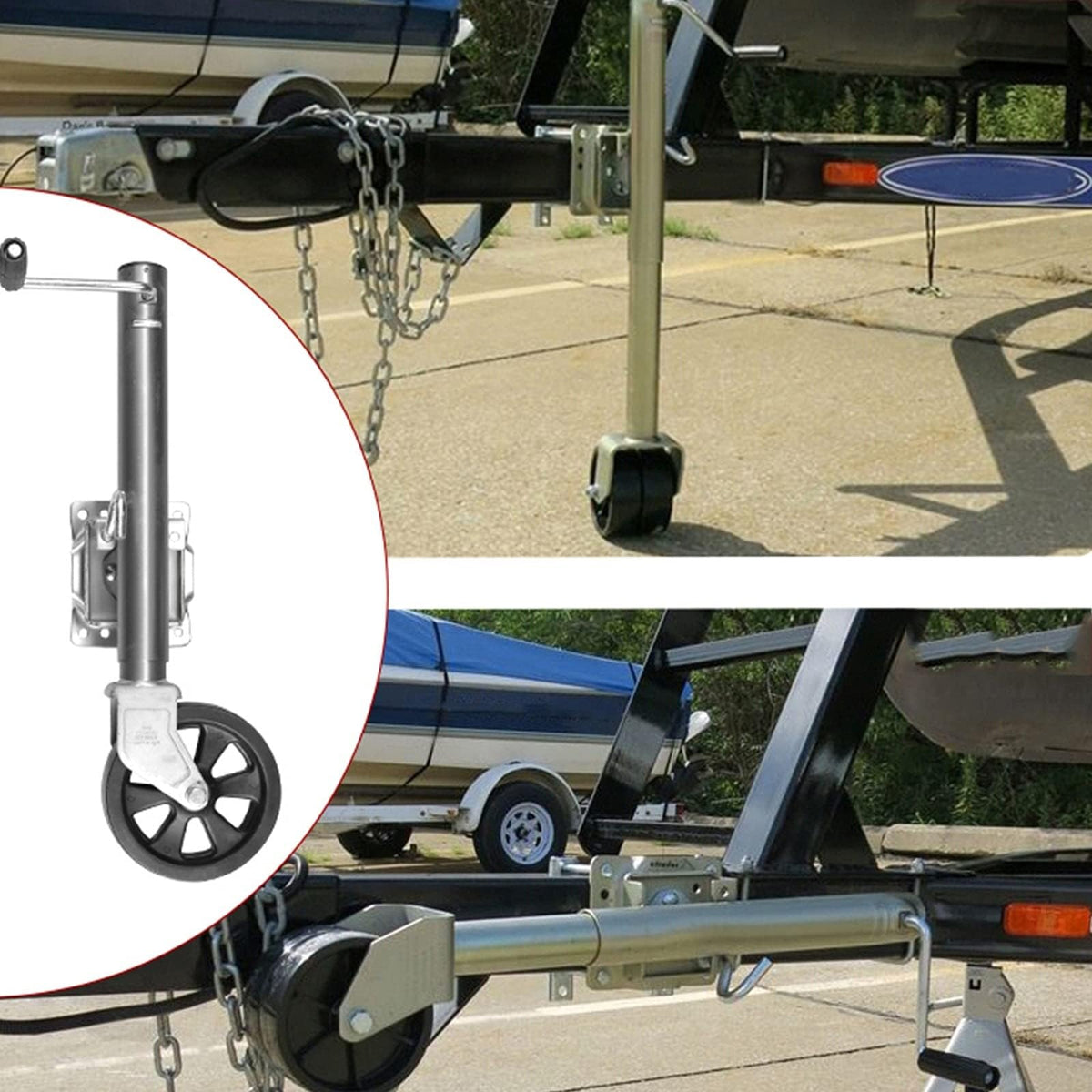 Bolt-On Swivel Trailer Jack with 8'' Wheel, 1500 lbs Capacity M8958