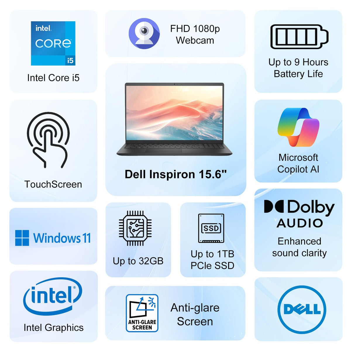 15.6" FHD Touchscreen Laptop Intel Core i5 8GB RAM 512GB SSD Windows 11 T512