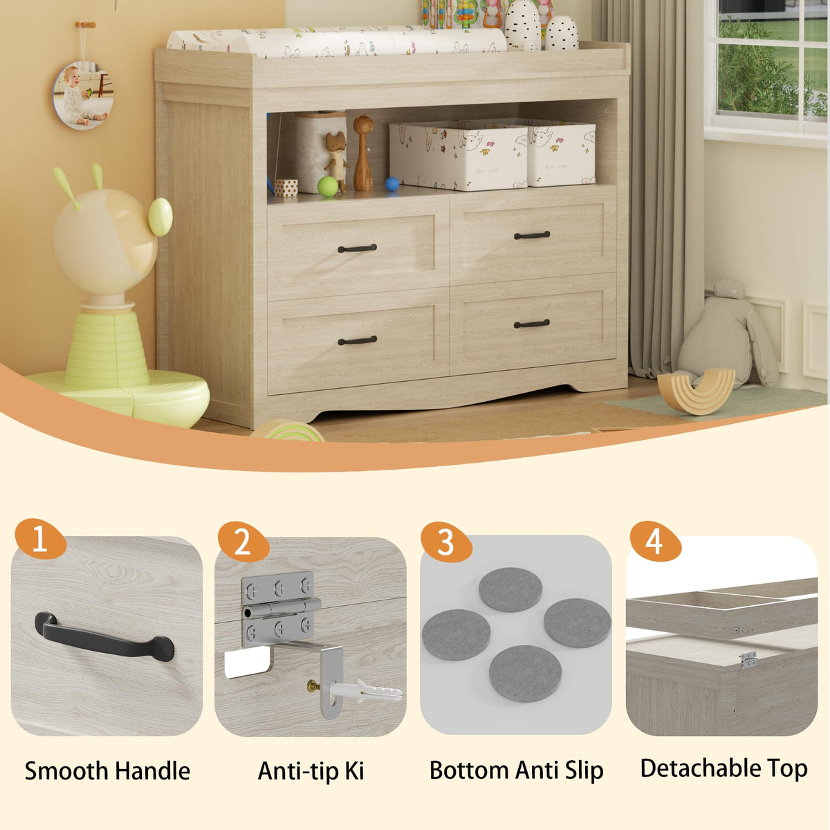 Baby Changing Table with LED Light Z44571