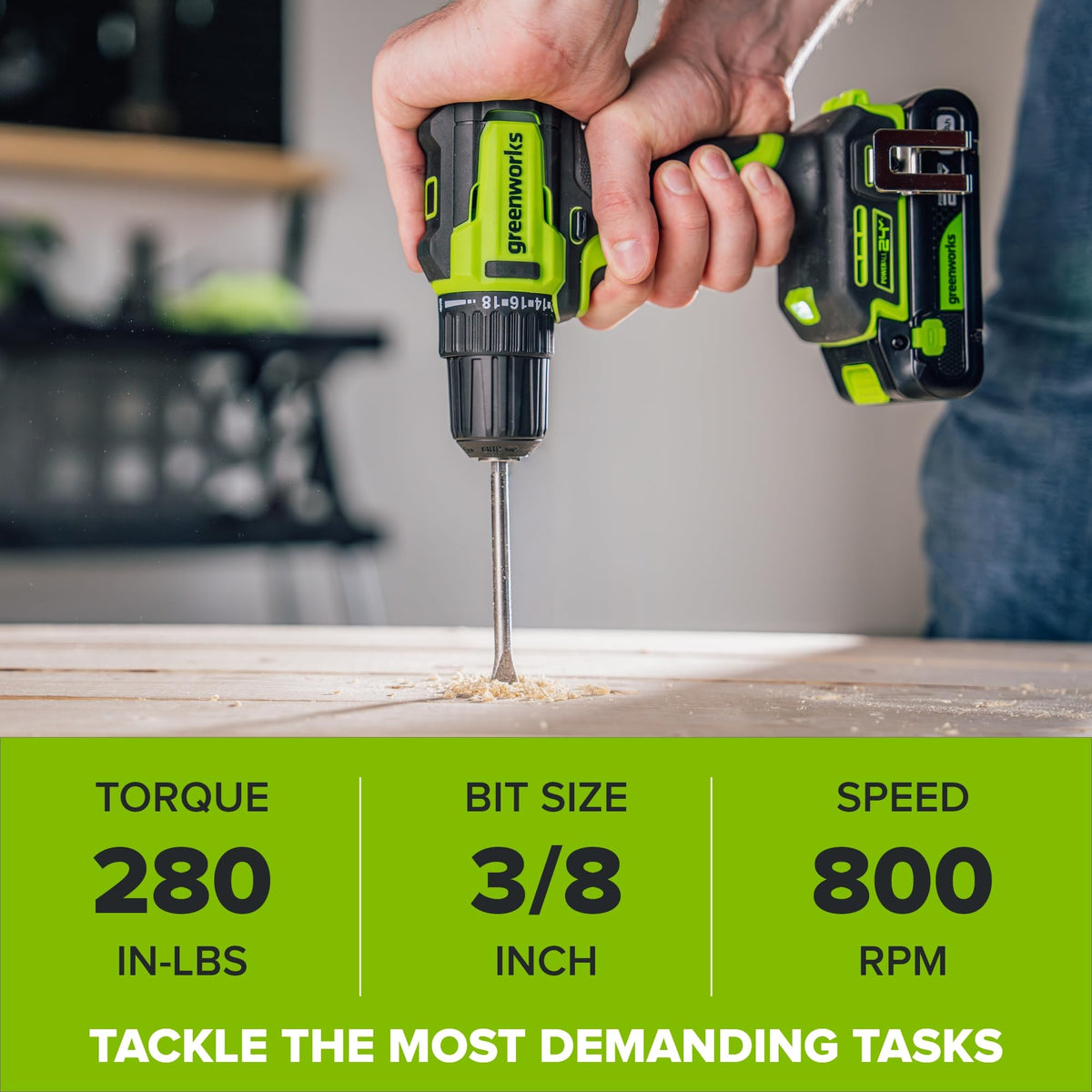 24V Cordless Brushless 3/8" Drill/Driver with 2.0Ah Battery and 10PC Titanium Drill Bit Set Q8779