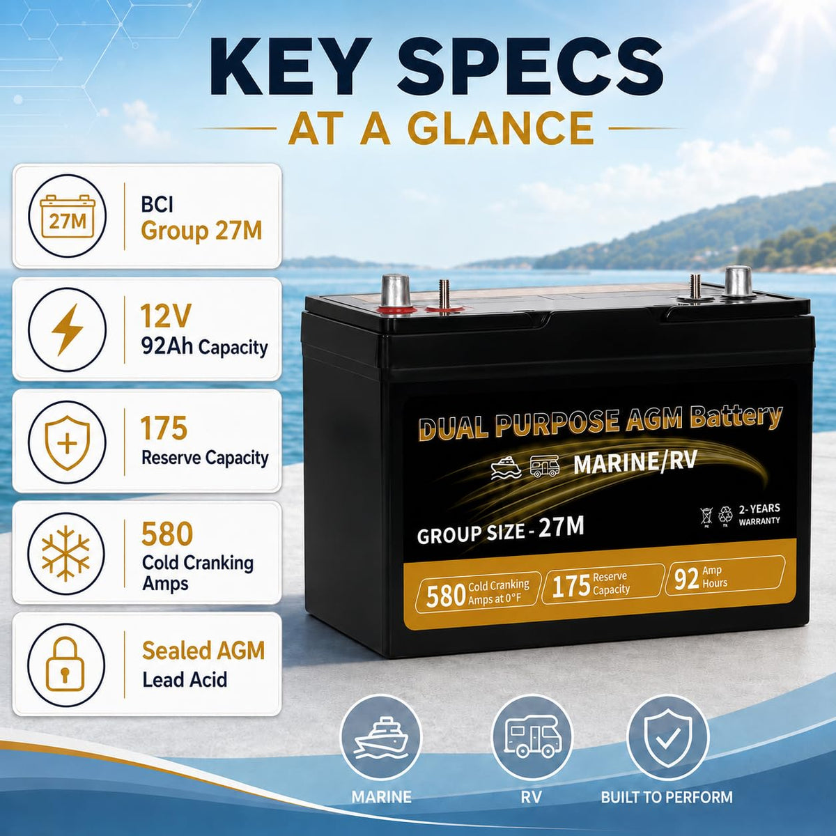 12V 92AH AGM Battery M2646
