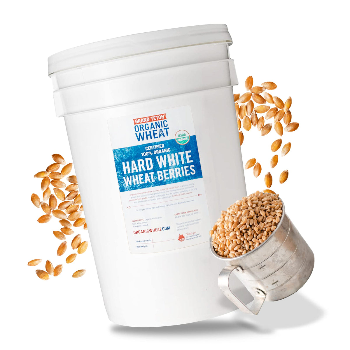 100% Organic Hard White Wheat Berries 43 lbs R9940