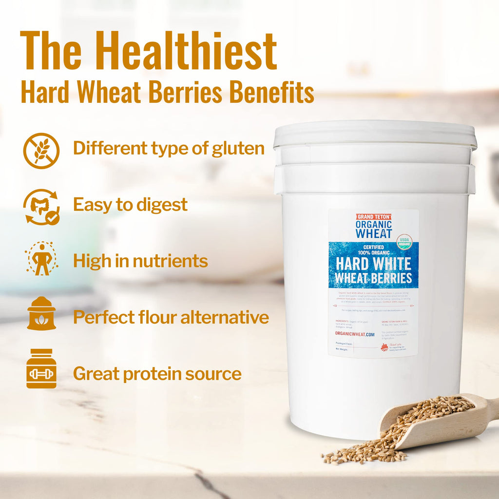 100% Organic Hard White Wheat Berries 43 lbs R9940