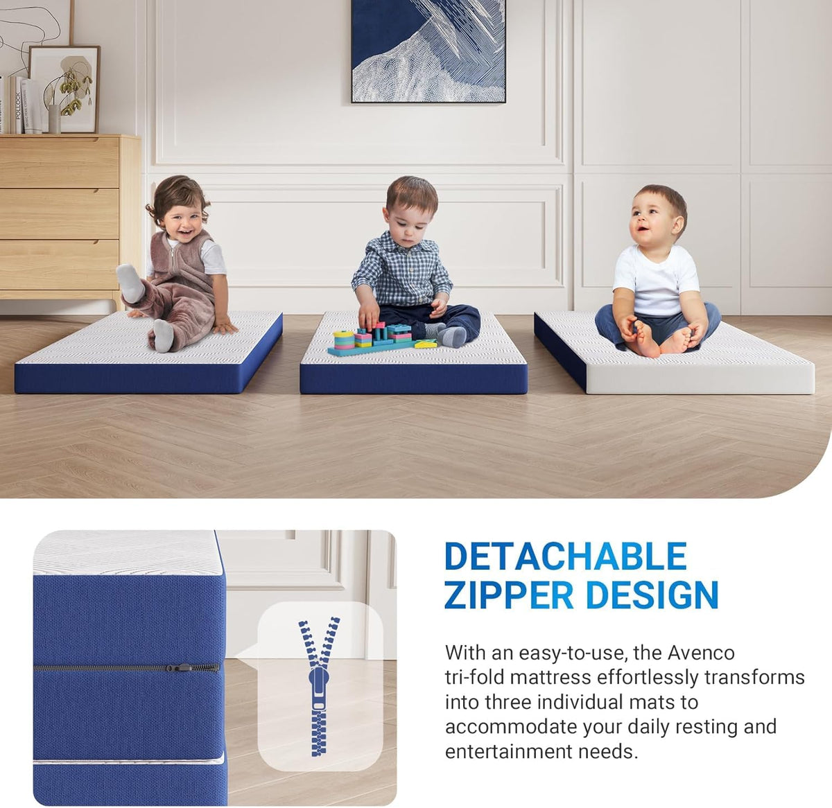 4 Inch Tri-Fold Memory Foam Mattress Topper G536