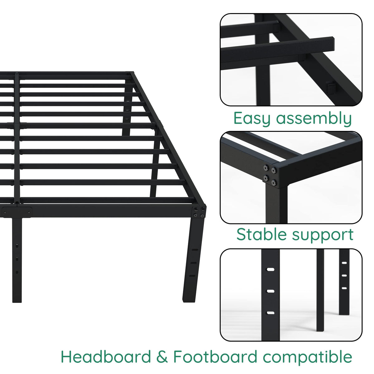 18 Inch High Queen Size Bed Frame with Storage C393