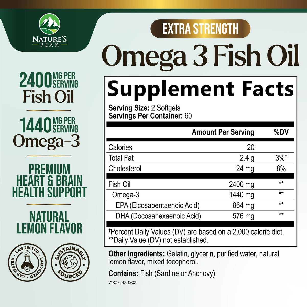 2400mg Omega 3 Fish Oil Softgels R965965