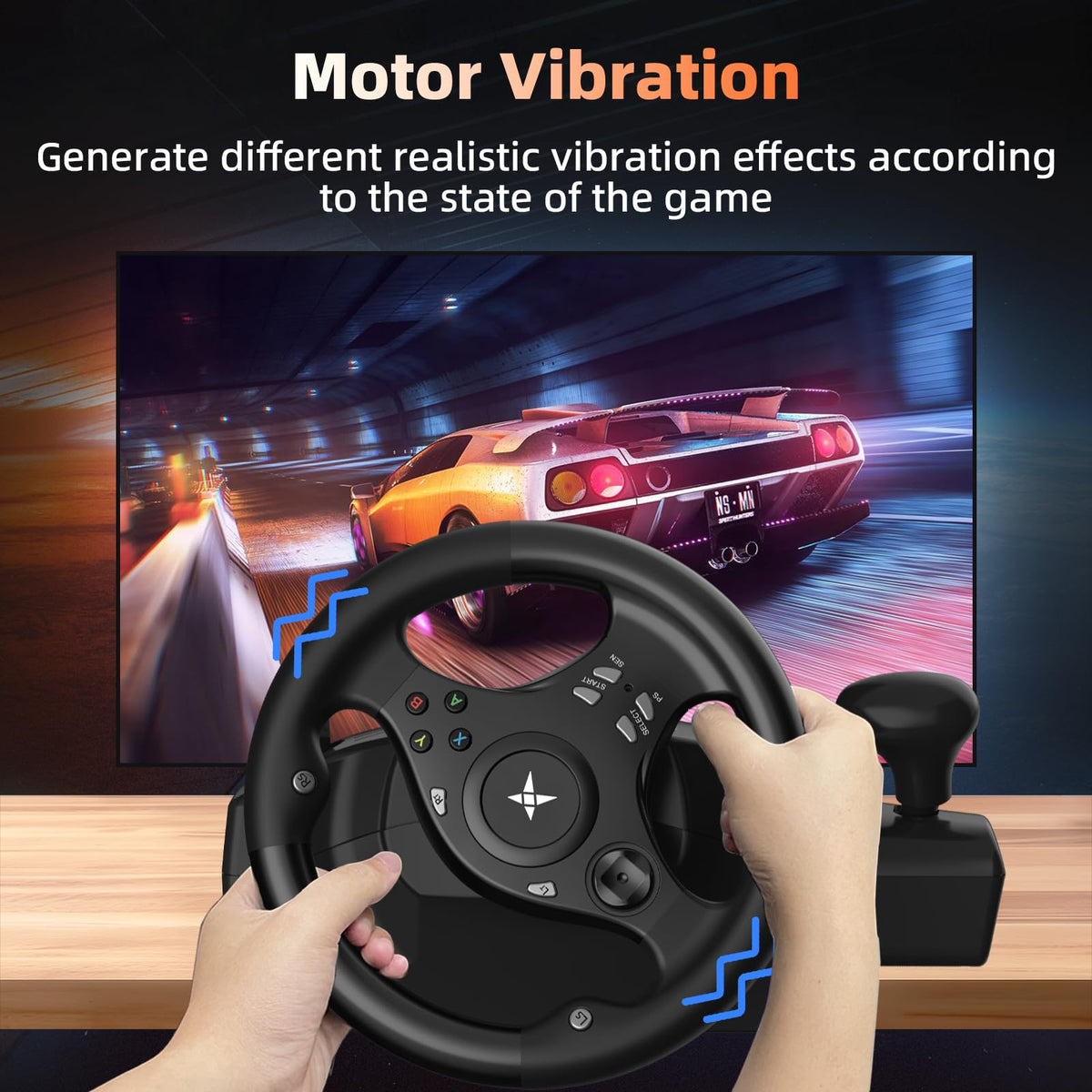 Gaming Steering Wheel with Pedals Q651