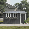 12x10 FT Grey Metal Storage Shed with Clear Windows N76176
