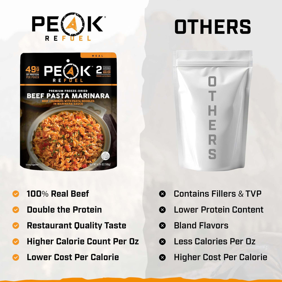 Beef Pasta Marinara Freeze-Dried Meal 2 Servings V314