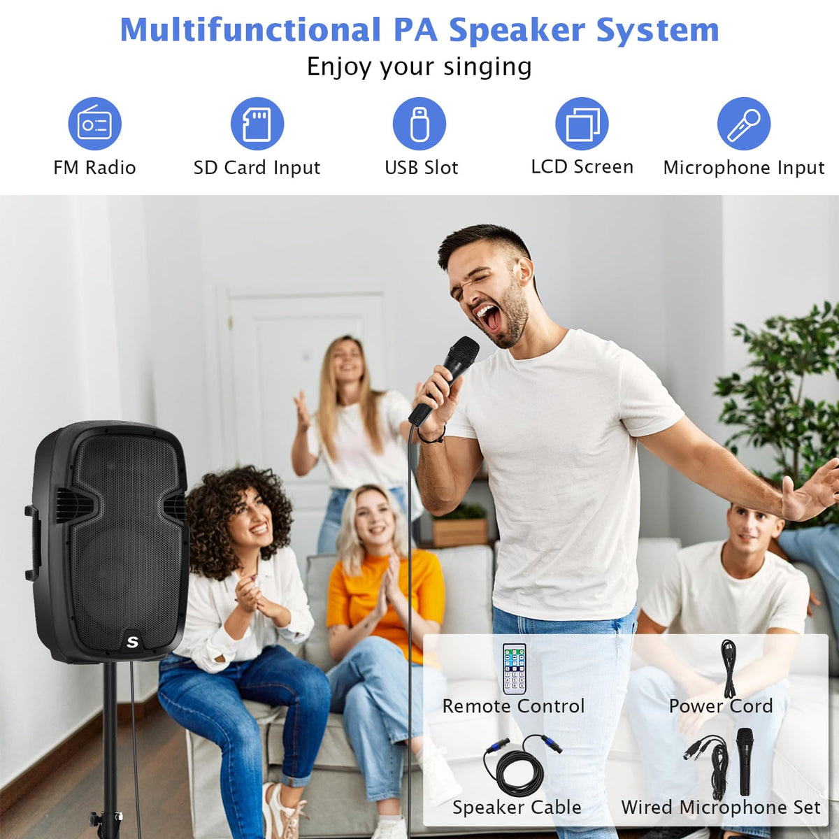 2000W 12" Portable Powered Speakers with Stands P302