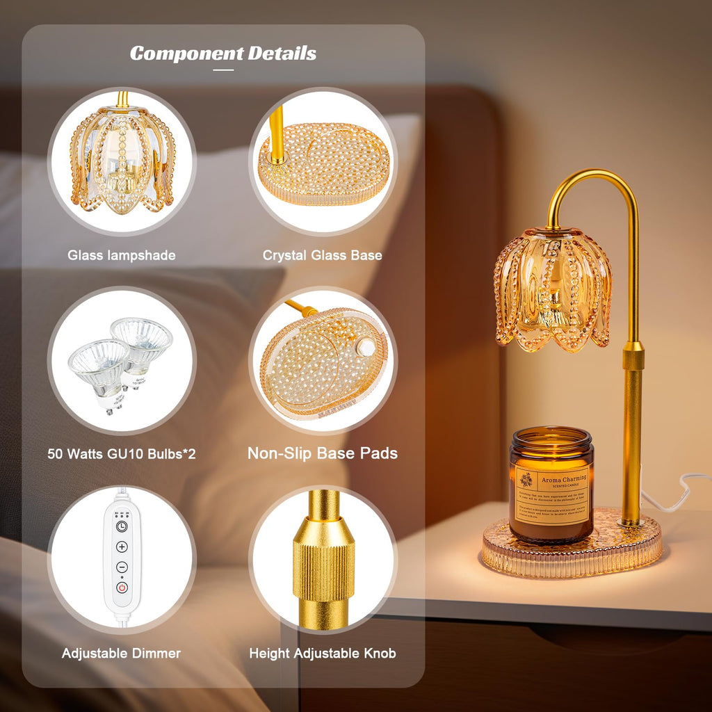 Candle Warmer Lamp with Timer & Dimmable Light W2723