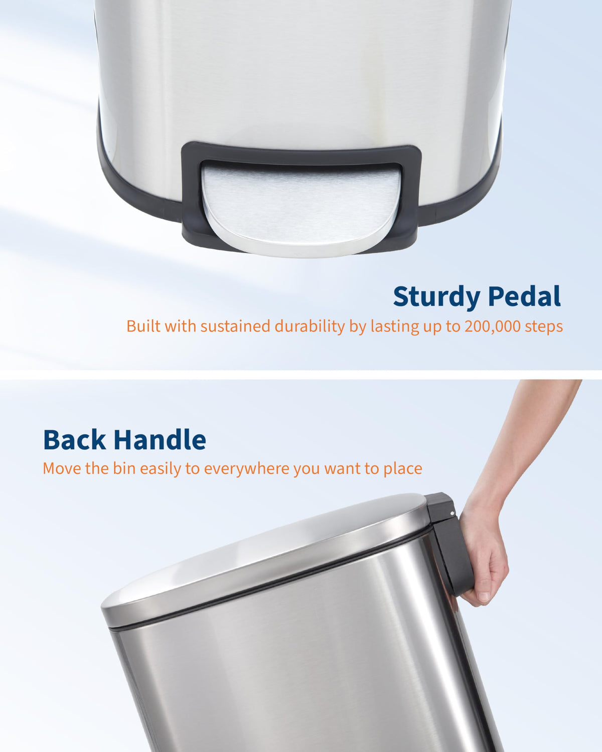 50L Stainless Steel Step Trash Can with Lid P408436