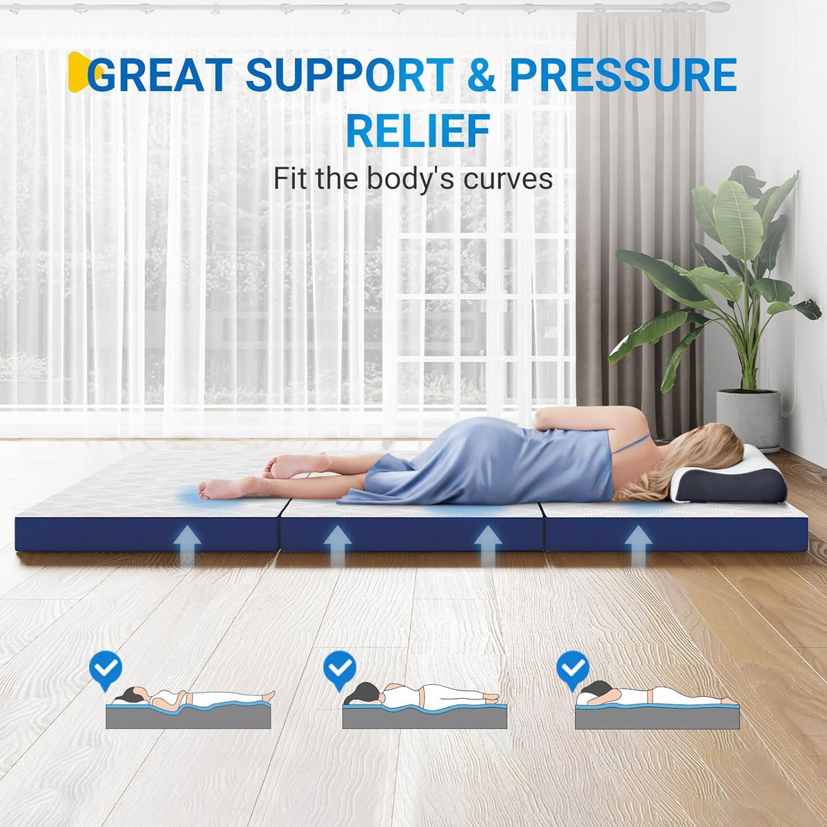 4 Inch Tri-Fold Memory Foam Mattress Topper G536