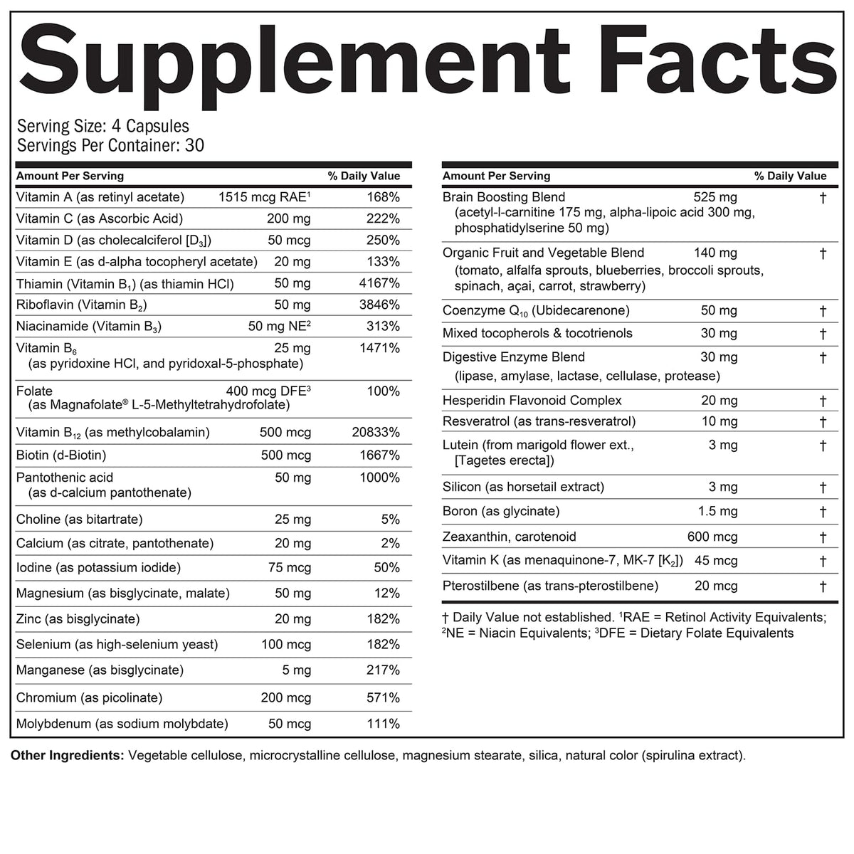 120 Capsules Multivitamin & Mineral Supplement O82617