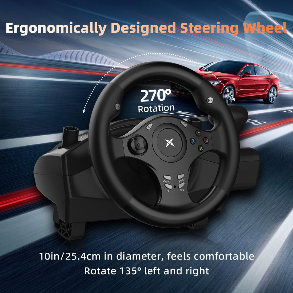 Gaming Steering Wheel with Pedals Q651