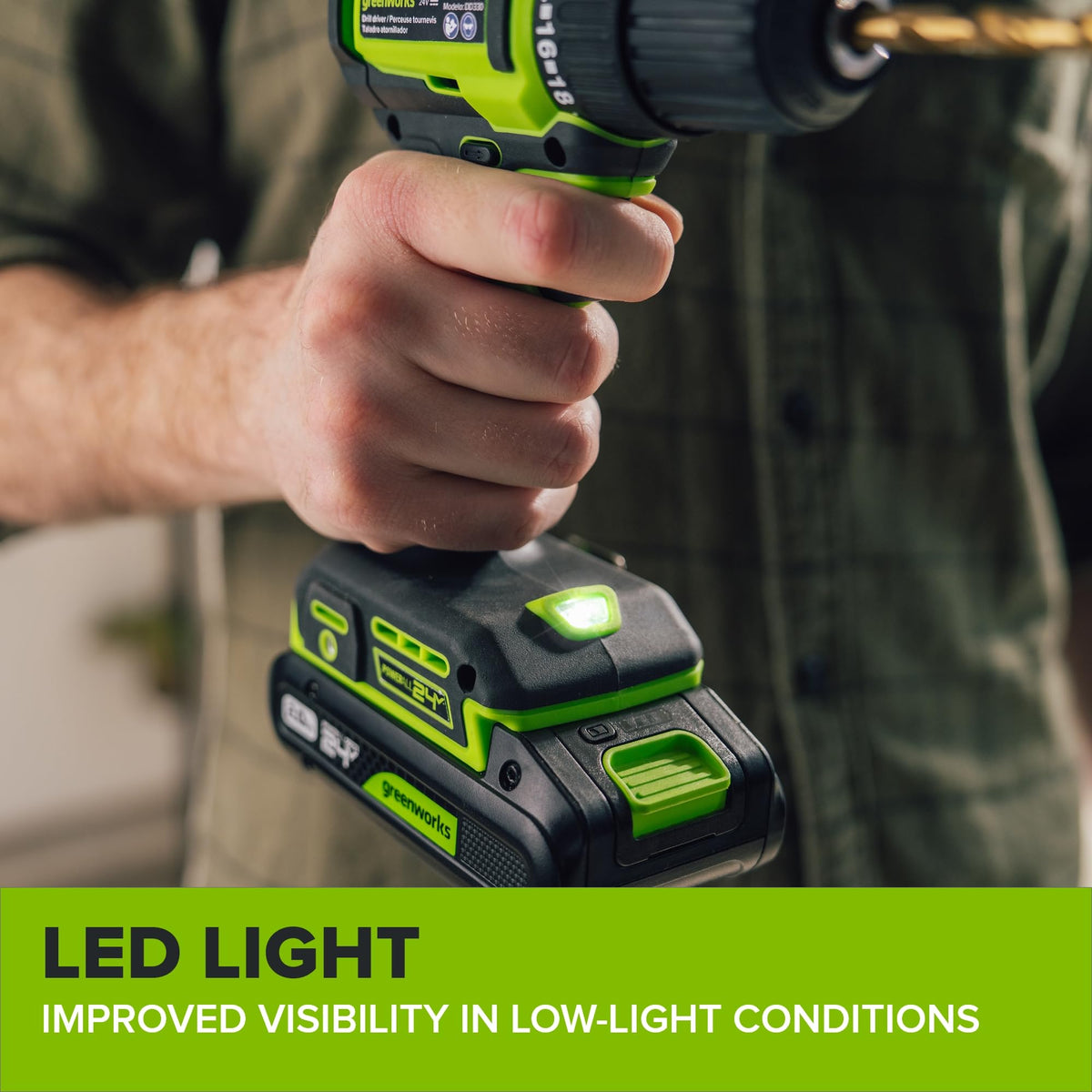 24V Cordless Brushless 3/8" Drill/Driver with 2.0Ah Battery and 10PC Titanium Drill Bit Set Q8779