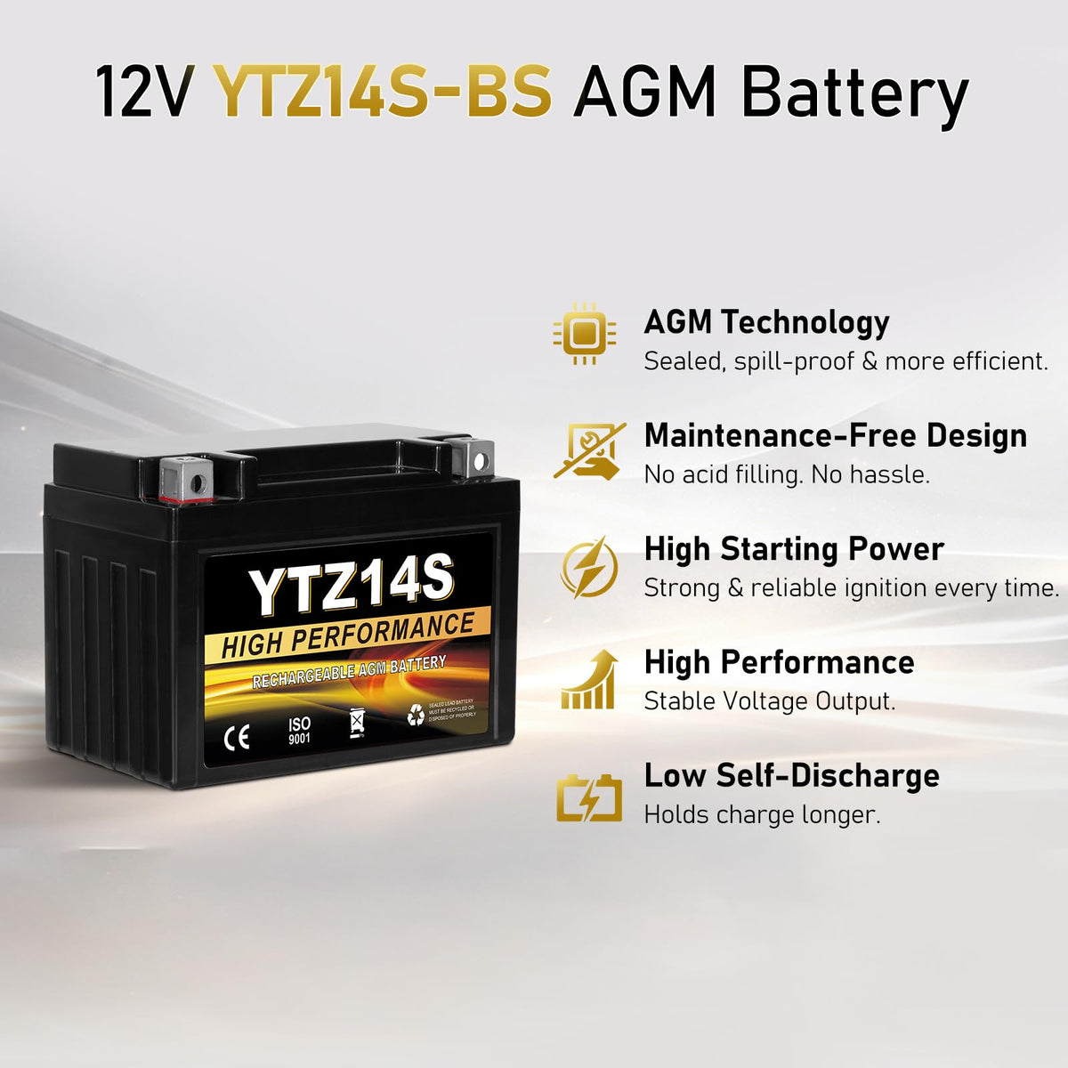 12V 11.2Ah AGM Sealed Motorcycle Battery Q8842