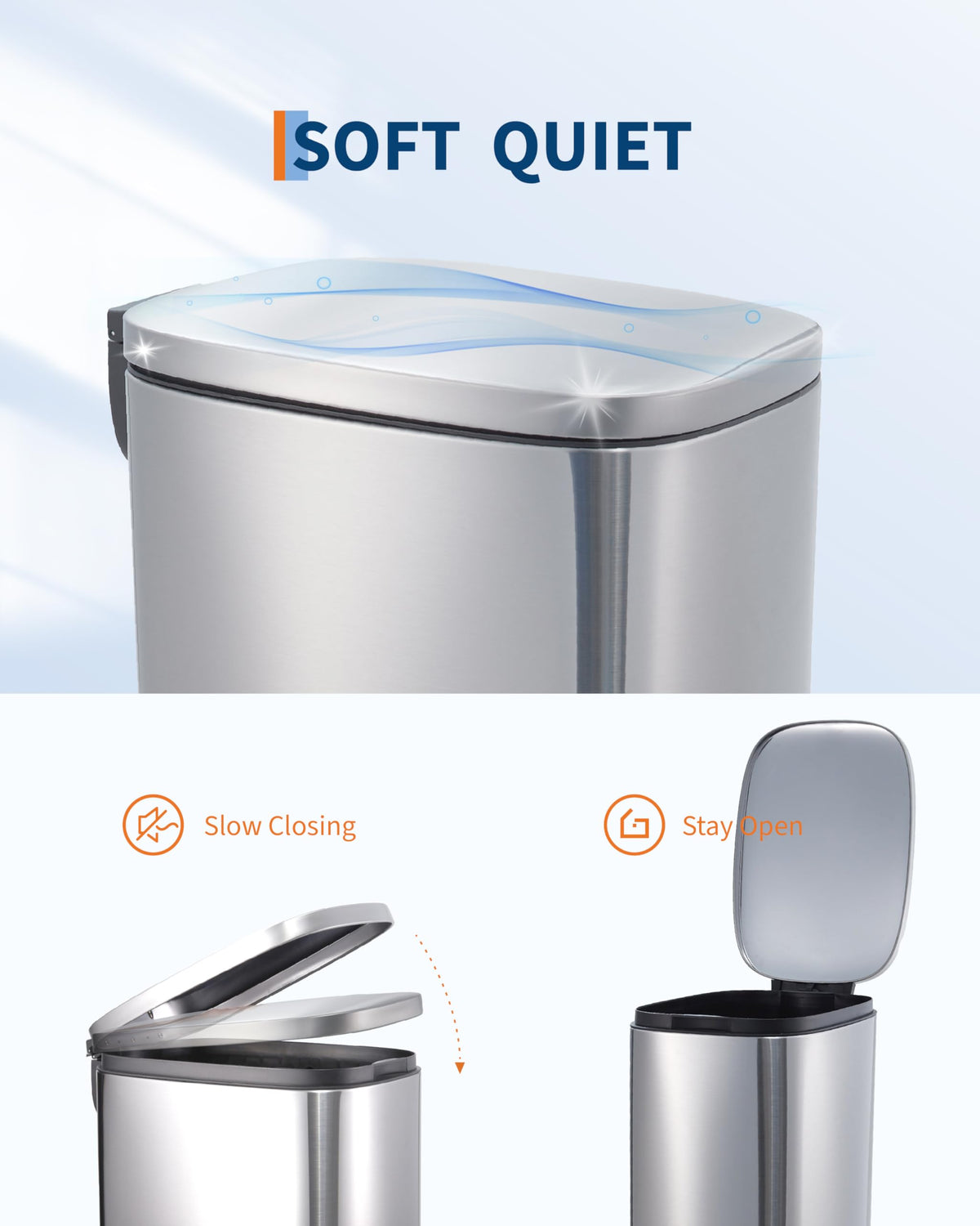 50L Stainless Steel Step Trash Can with Lid P408436