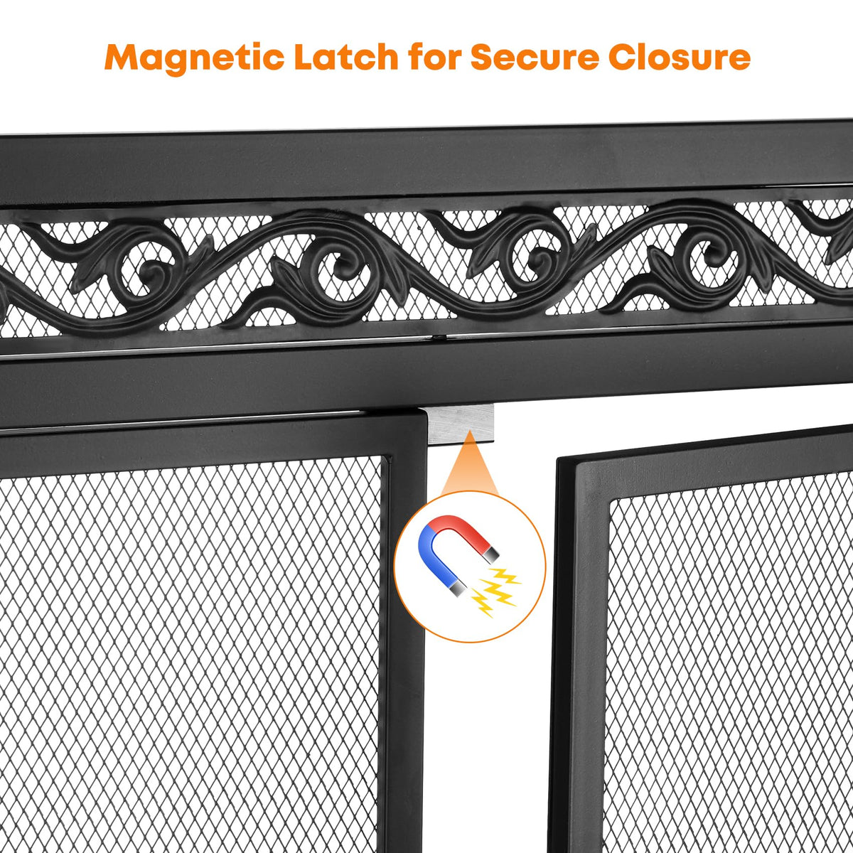 Fireplace Screen with Magnetic Doors and Guard Grate, 44" x 34" Y868814