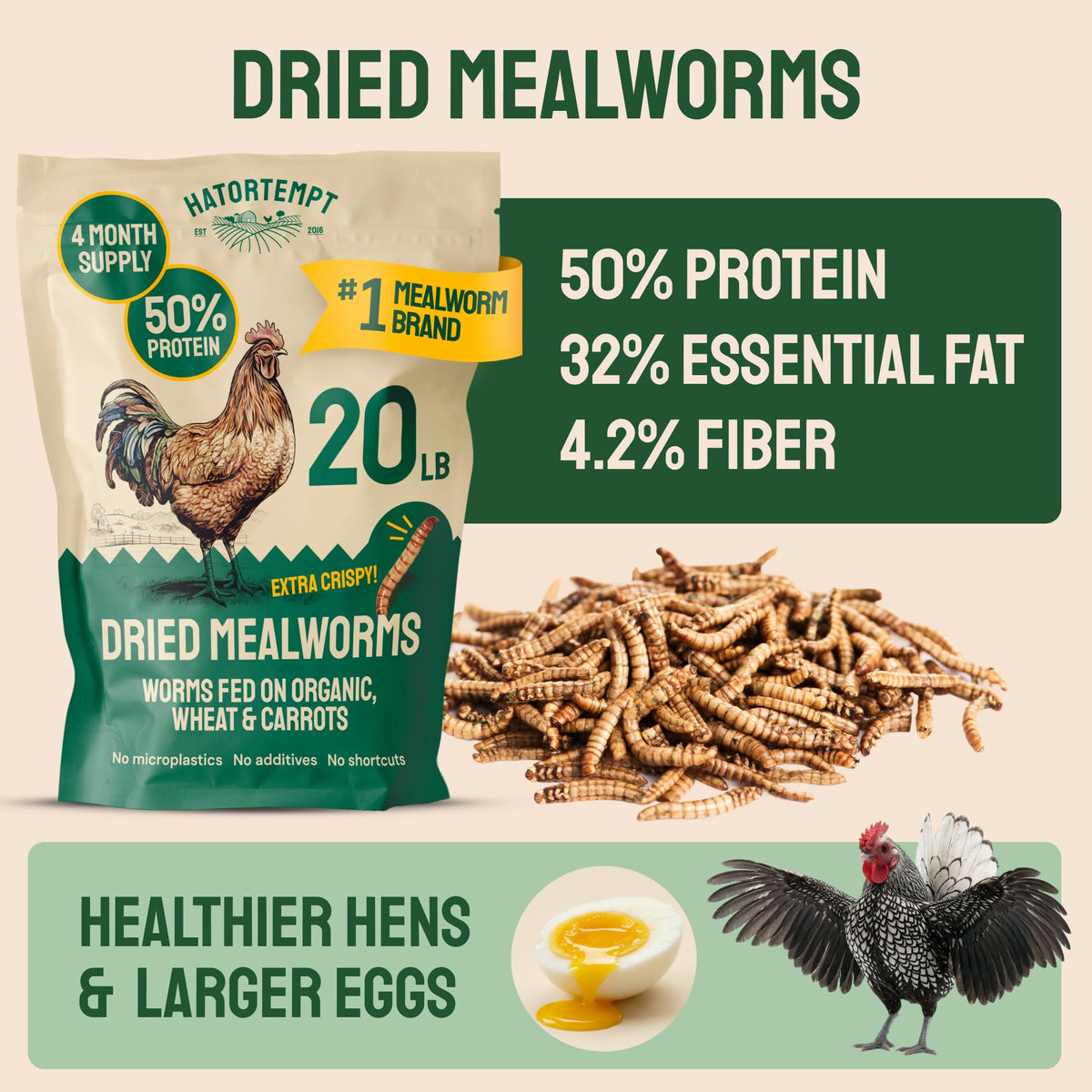 20lb Dried Mealworms Chicken Feed Y41159