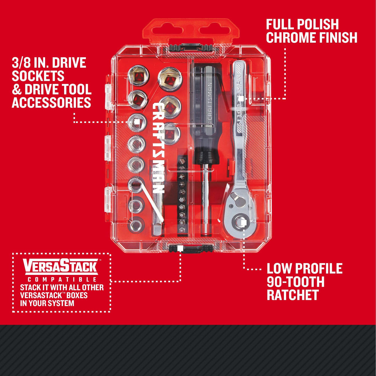 24 Piece 3/8 Inch Drive Metric Mechanics Tool Set I14271