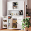 Tall White Kitchen Storage Cabinet with Door and Shelves L8465