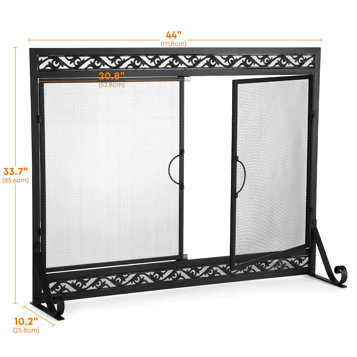 Fireplace Screen with Magnetic Doors and Guard Grate, 44" x 34" Y868814