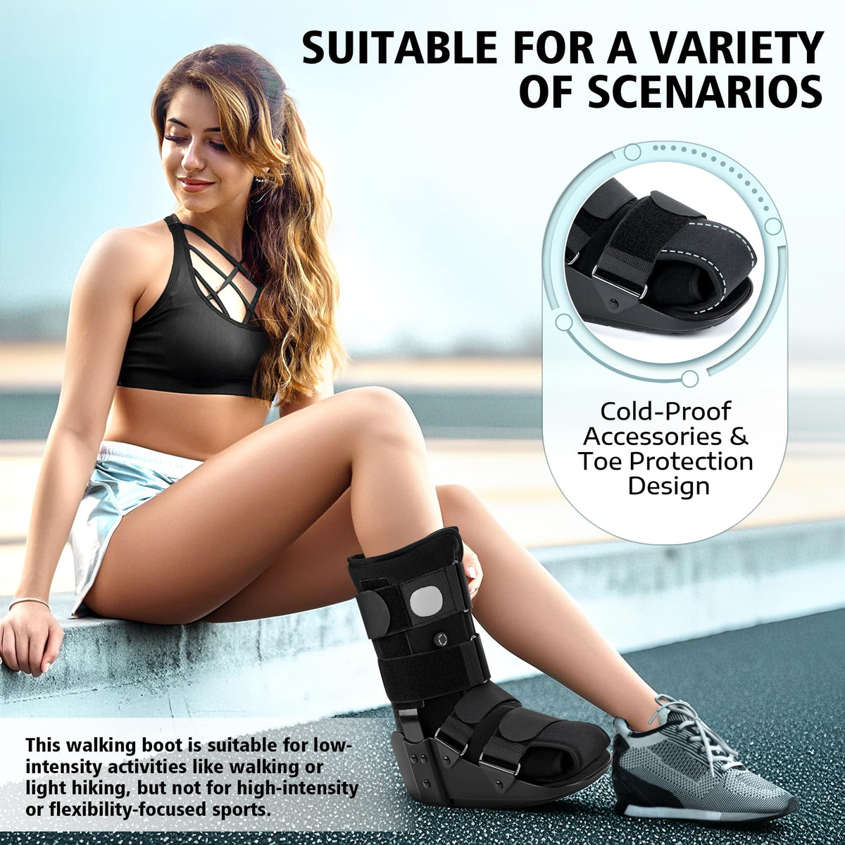 Adjustable Air Walking Boot Medium Black D682084