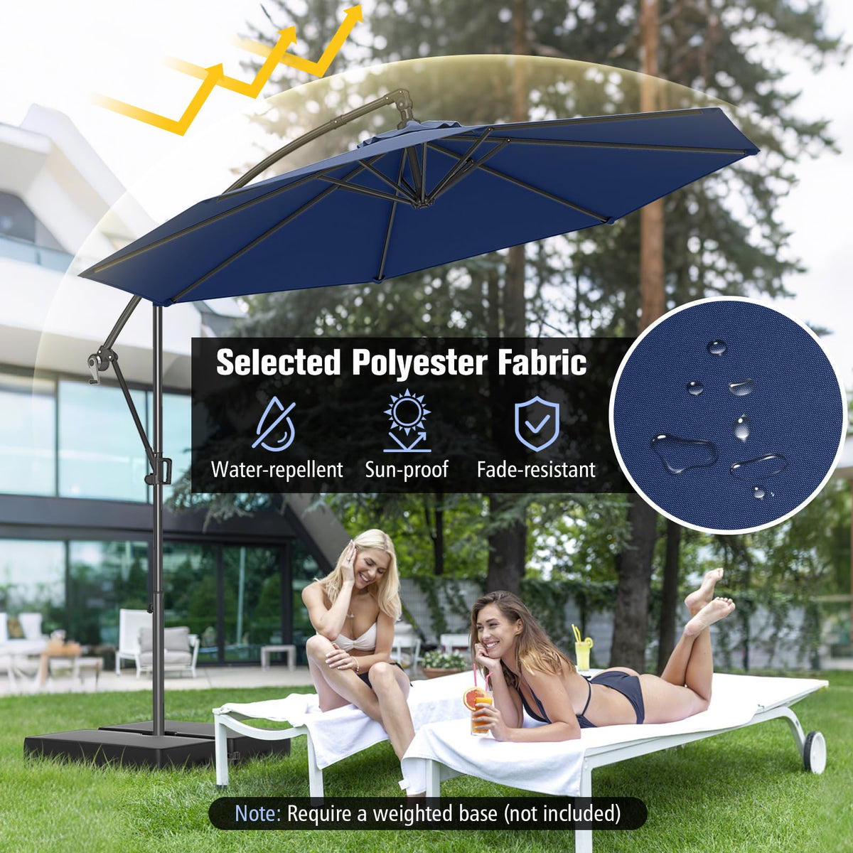 10 FT Navy Offset Cantilever Umbrella C174794