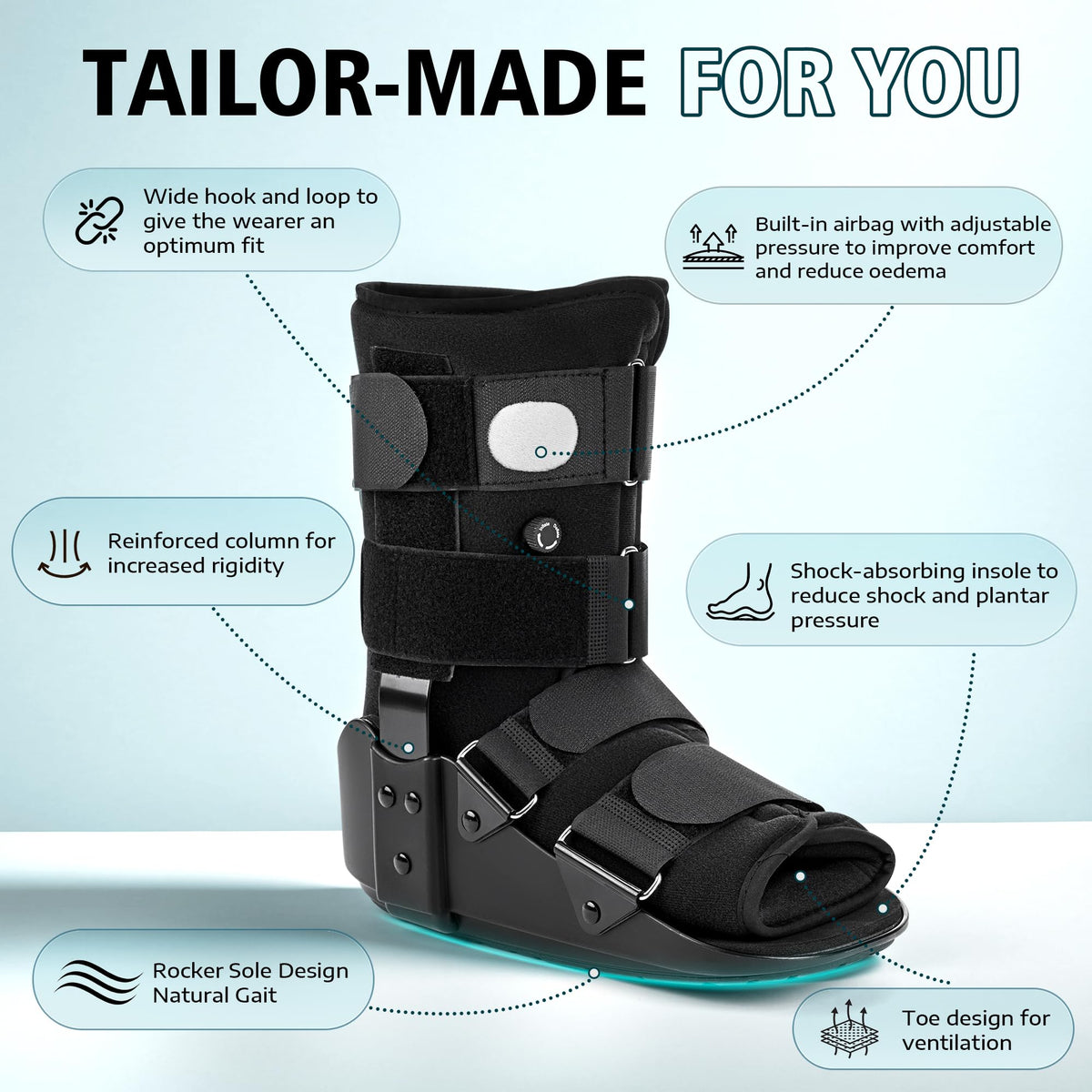 Adjustable Air Walking Boot Medium Black D682084